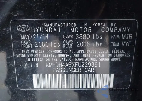 2015 Hyundai Elantra Se из США, поврежденный, VIN KMHDH4AEXFU229391